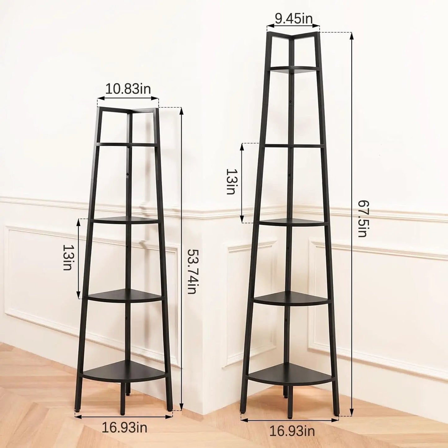 4 Tier Corner Shelf With Metal Frame Tall Bookcase from PriceLows™