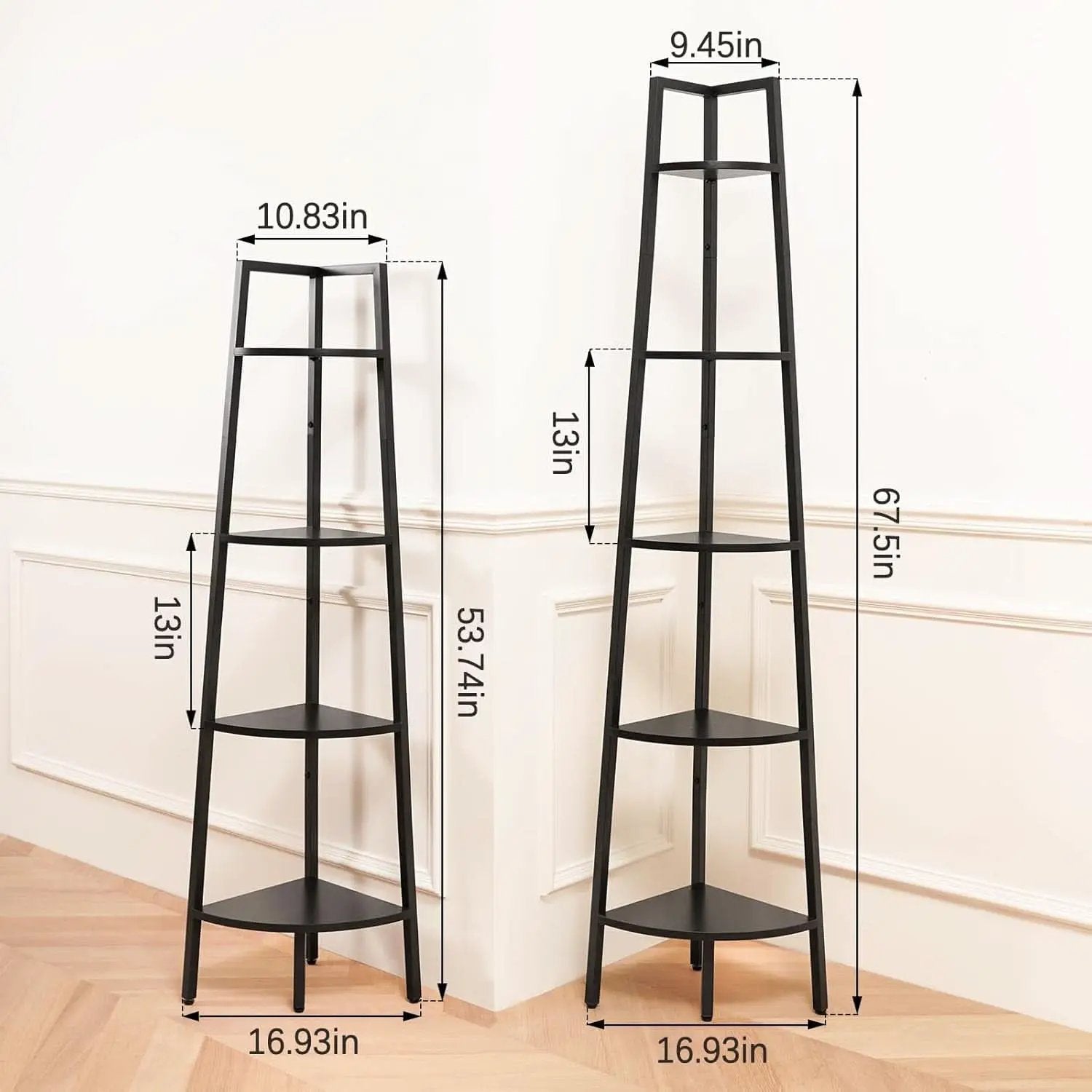 4 Tier Corner Shelf With Metal Frame Tall Bookcase from PriceLows™