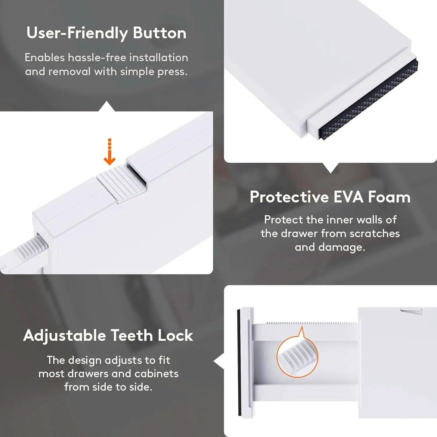 Drawer Dividers 4 In High 11-17 Adjustable White 8 Pack from PriceLows™