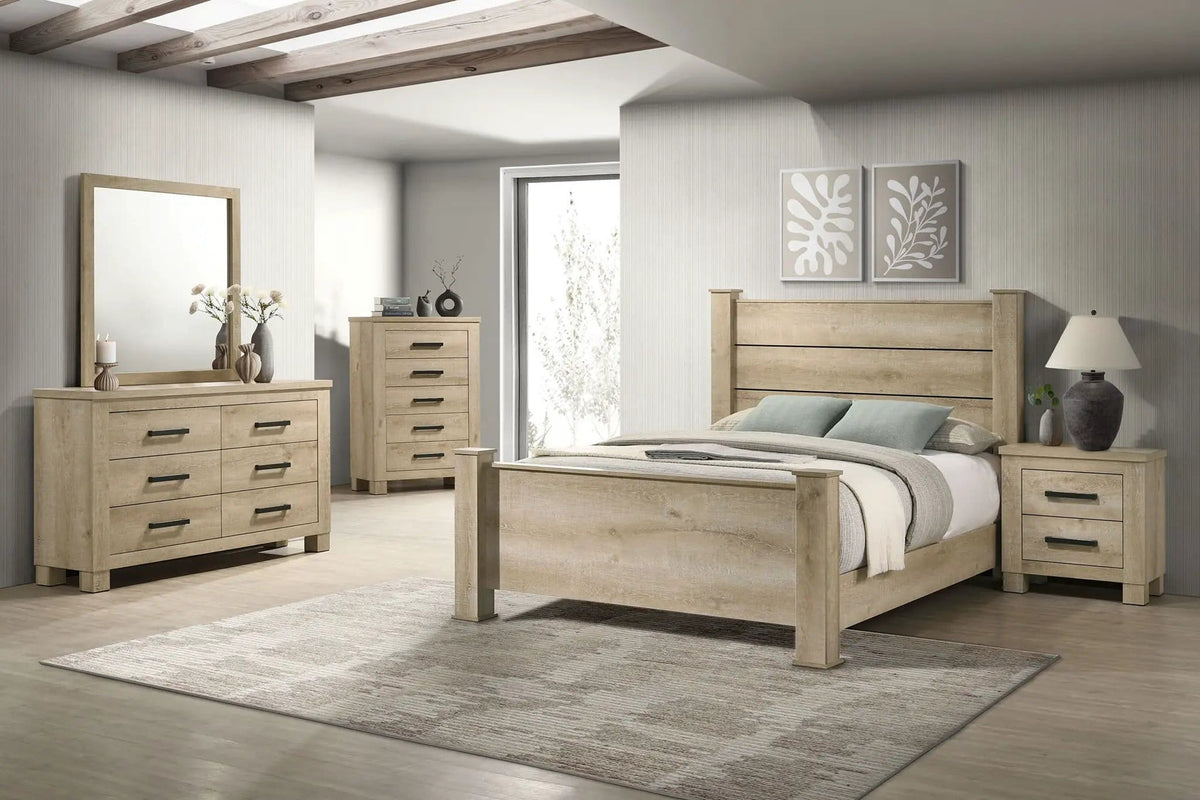 Oakglen 5-piece Eastern King Bedroom Set Weathered | 5-Piece Set | Engineered Wood & Veneer | Oak