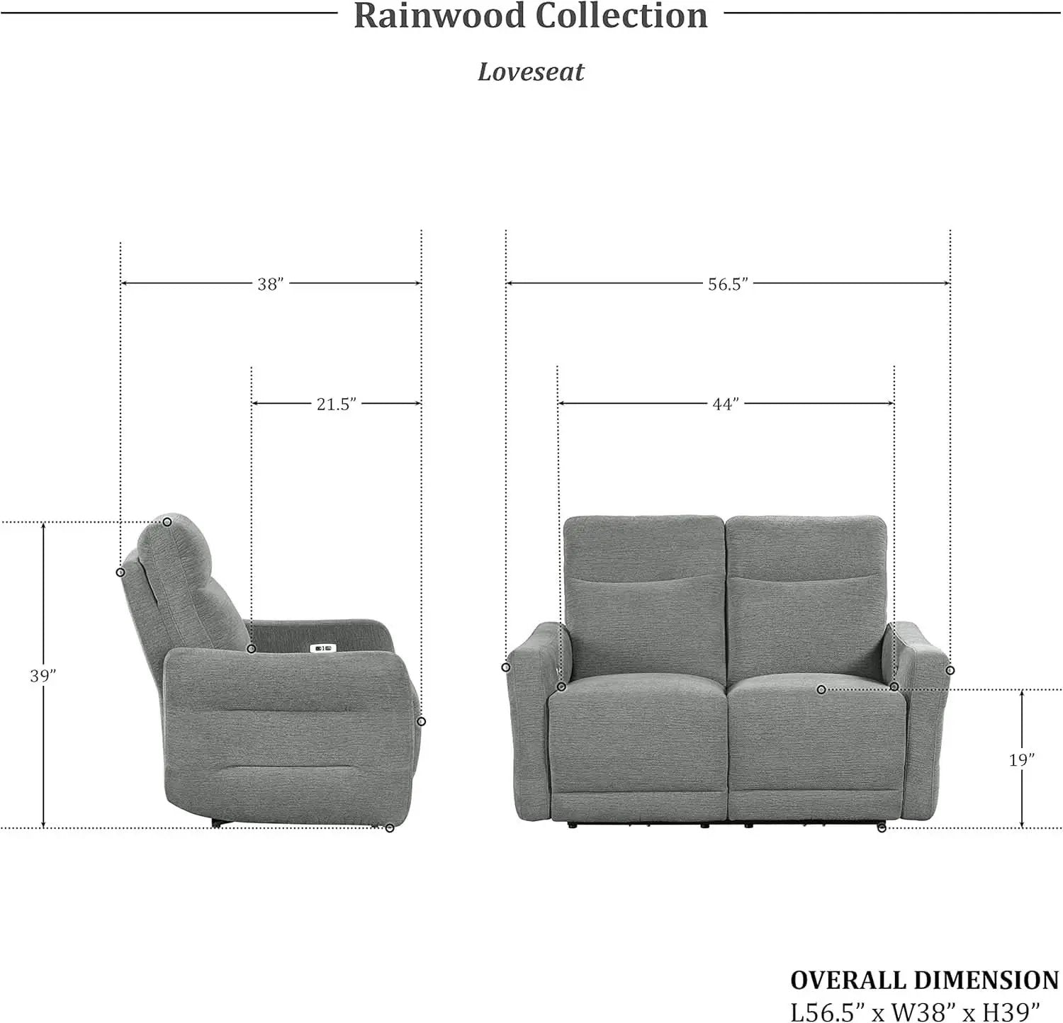 Rainwood Wallhugger Power Reclining 3 Piece Dove Gray from PriceLows™
