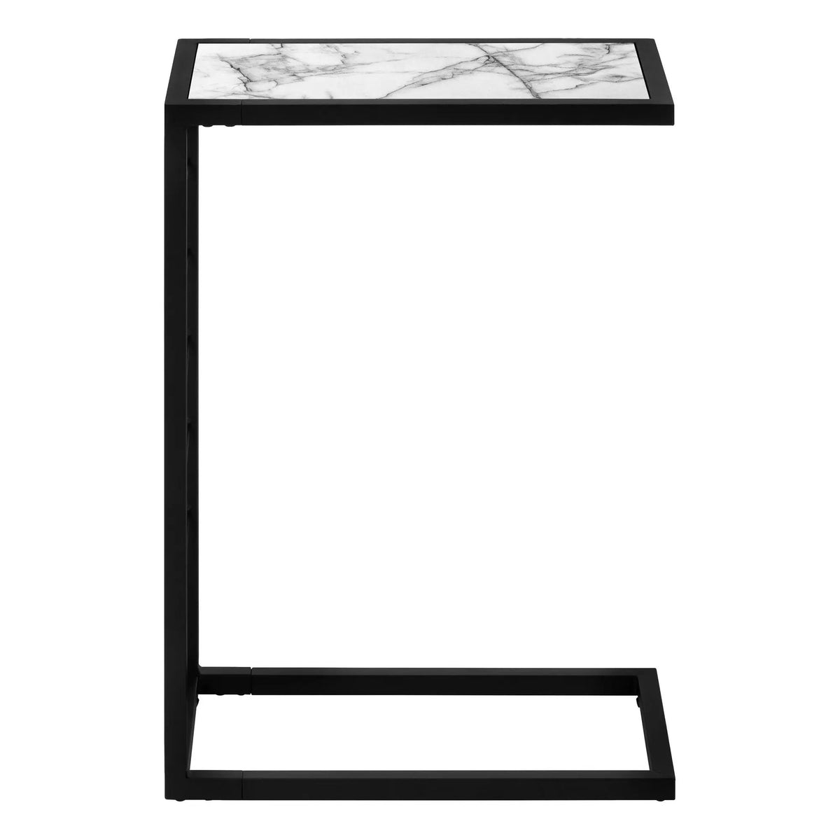 C-Shaped Accent Table | Stone-Look Textured Top | Metal Frame | Convenient Design