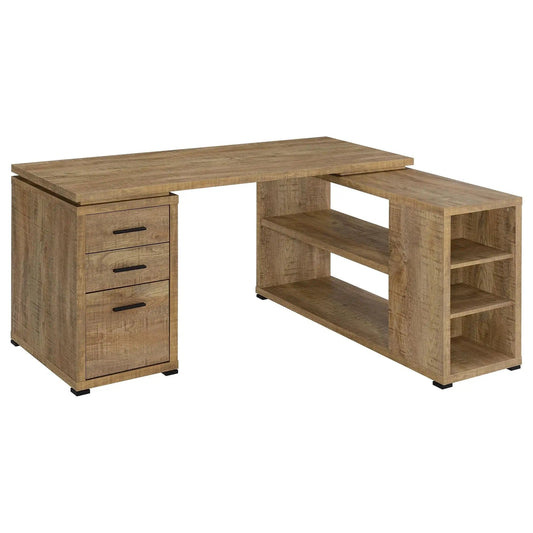 Yvette 60-inch 3-drawer L-Shape Computer Desk Mango 2 Piece Home Office Set | 60 x 47.25 x 29.5 in | Engineered Wood & Veneer | Home Office