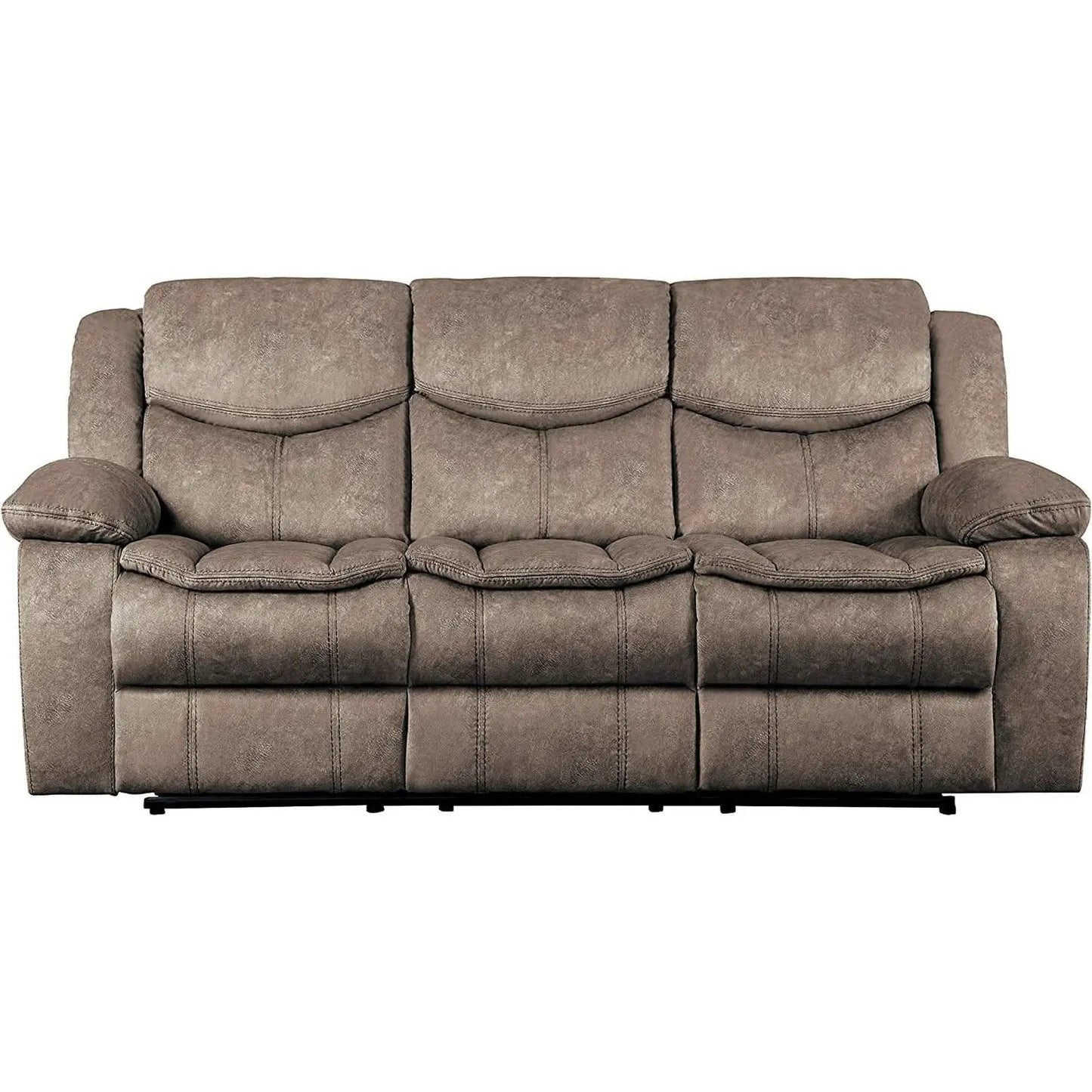Manual Double Reclining Brown Sofa 87 Inch Wide Living Room from PriceLows™