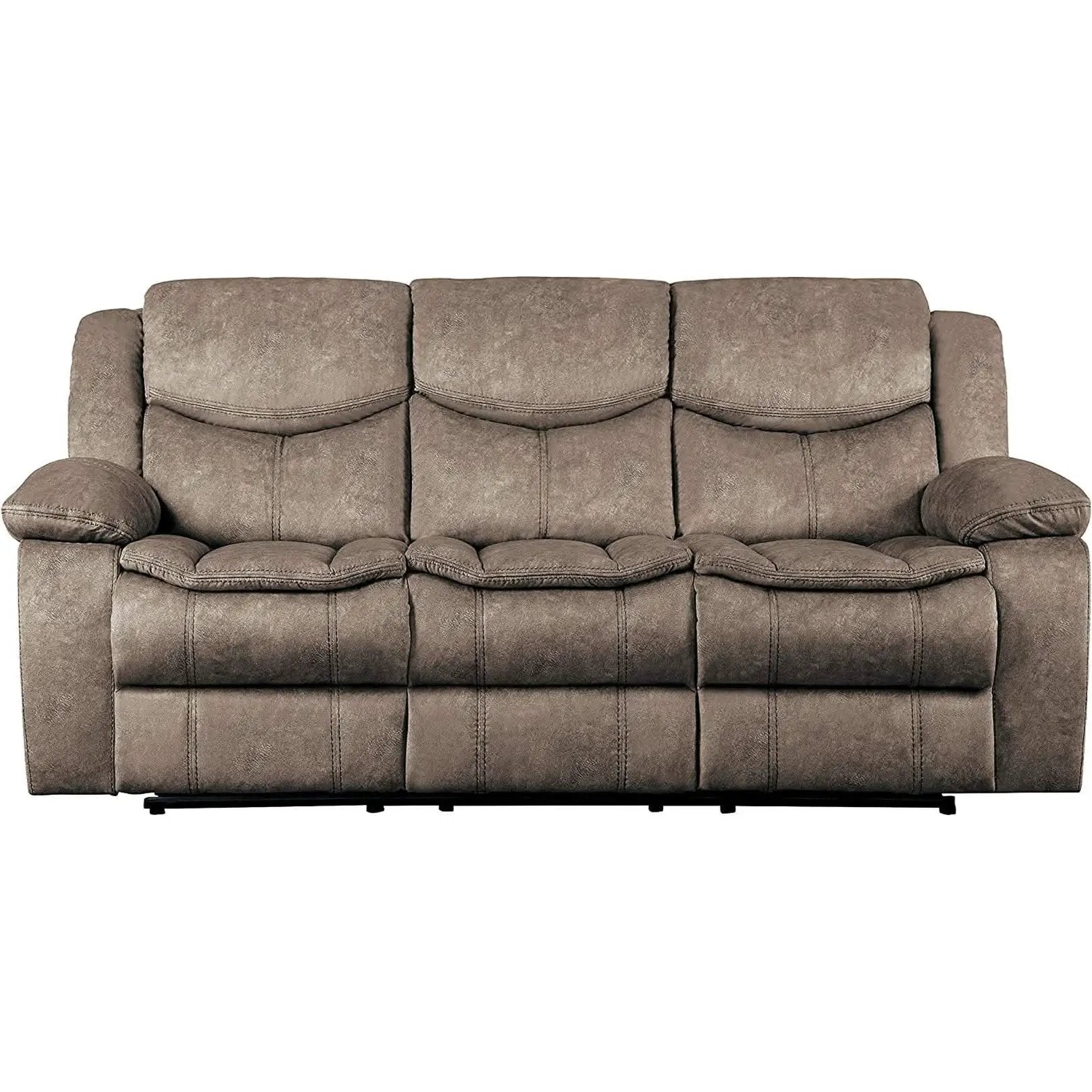 Manual Double Reclining Brown Sofa 87 Inch Wide Living Room from PriceLows™