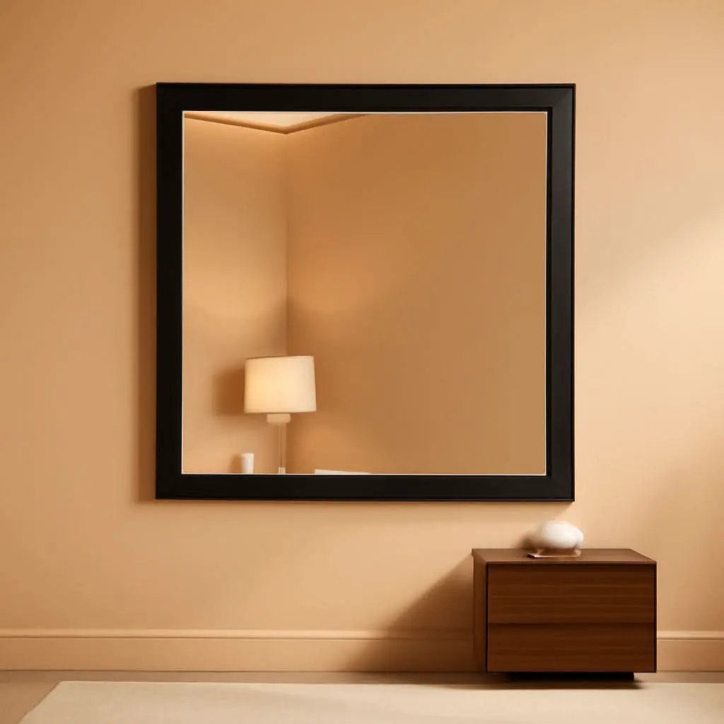 Black Bathroom Mirror 48 By 35 Inch Metal Framed Wall Mirror from PriceLows™