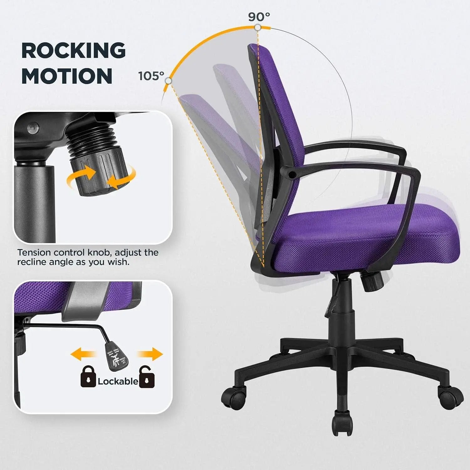 Ergonomic Purple Mesh Office Desk Chair With Lumbar Support from PriceLows™