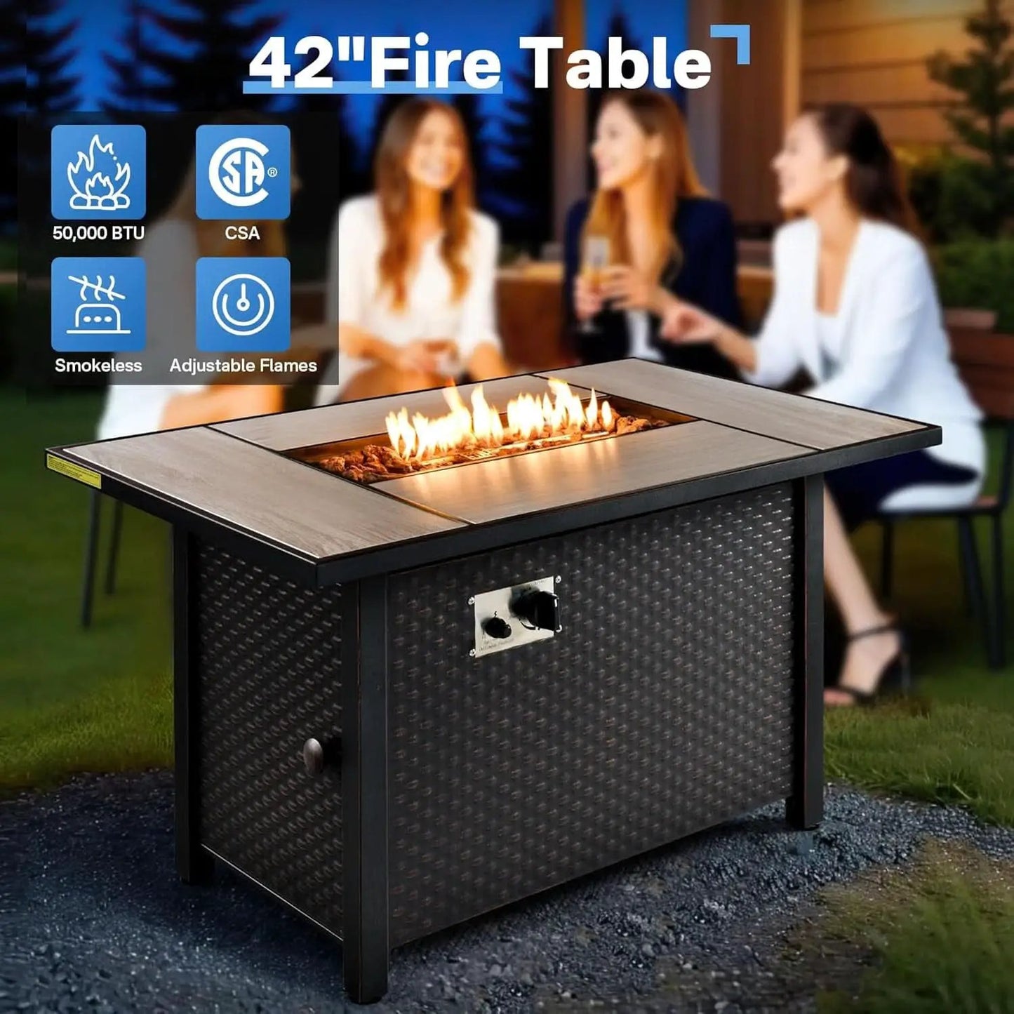 Outdoor Conversation Set with Fire Pit and Swivel Chairs from PriceLows™