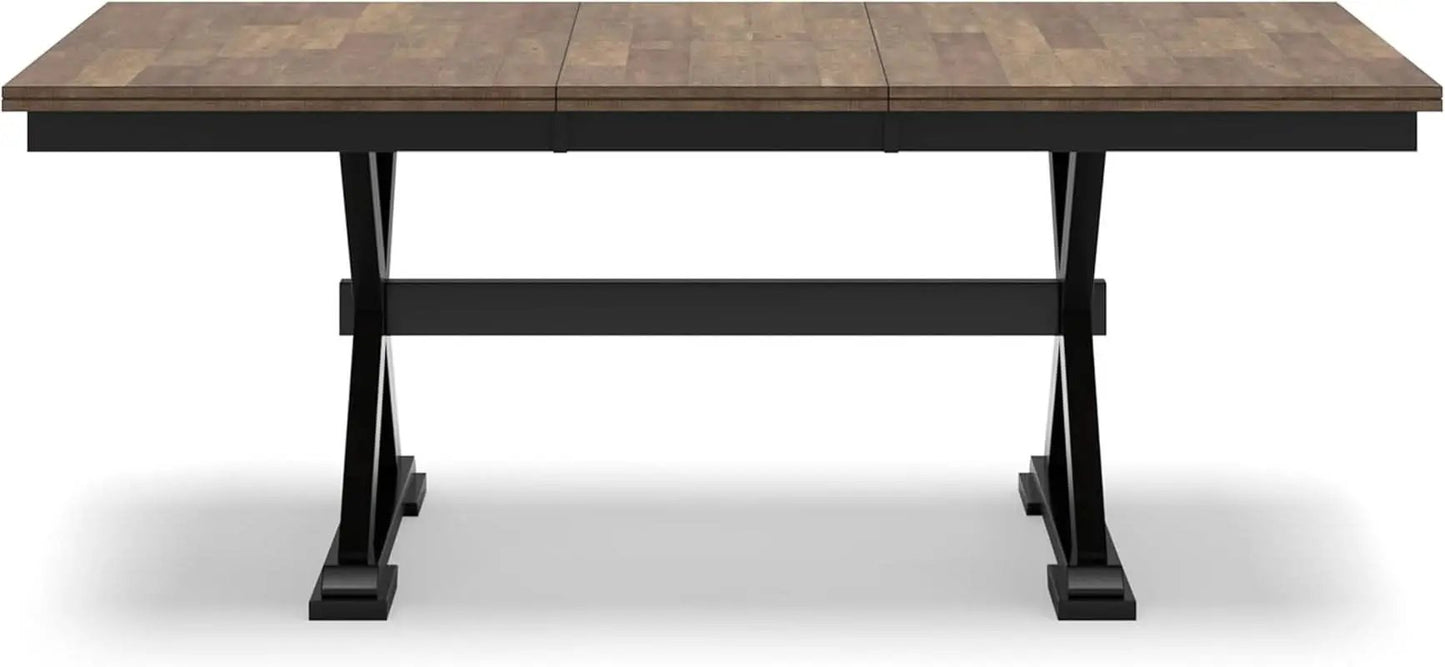 Farmhouse Dining Extension Table Butterfly Leaf 6-8 Seater Black And Dark Brown from PriceLows™