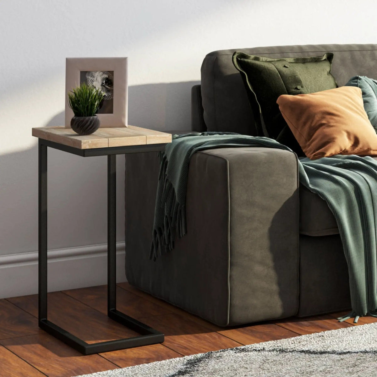 Skyler C Side Table | Handcrafted Solid Wood | Slide Under Couch Design | 24 Inch Height