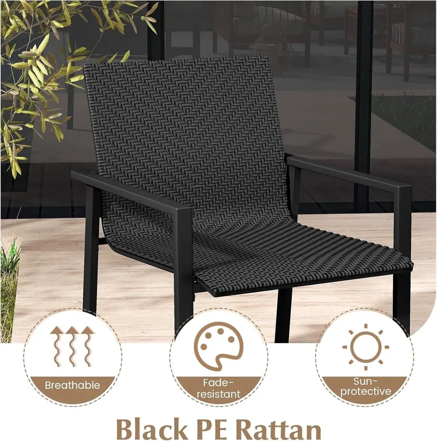 4 Piece Wicker Patio Conversation Set Black Coffee Table from PriceLows™