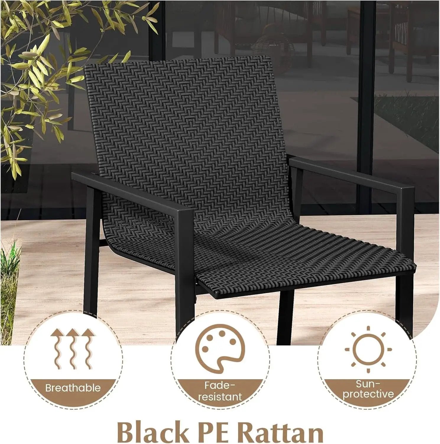 4 Piece Wicker Patio Conversation Set Black Coffee Table from PriceLows™