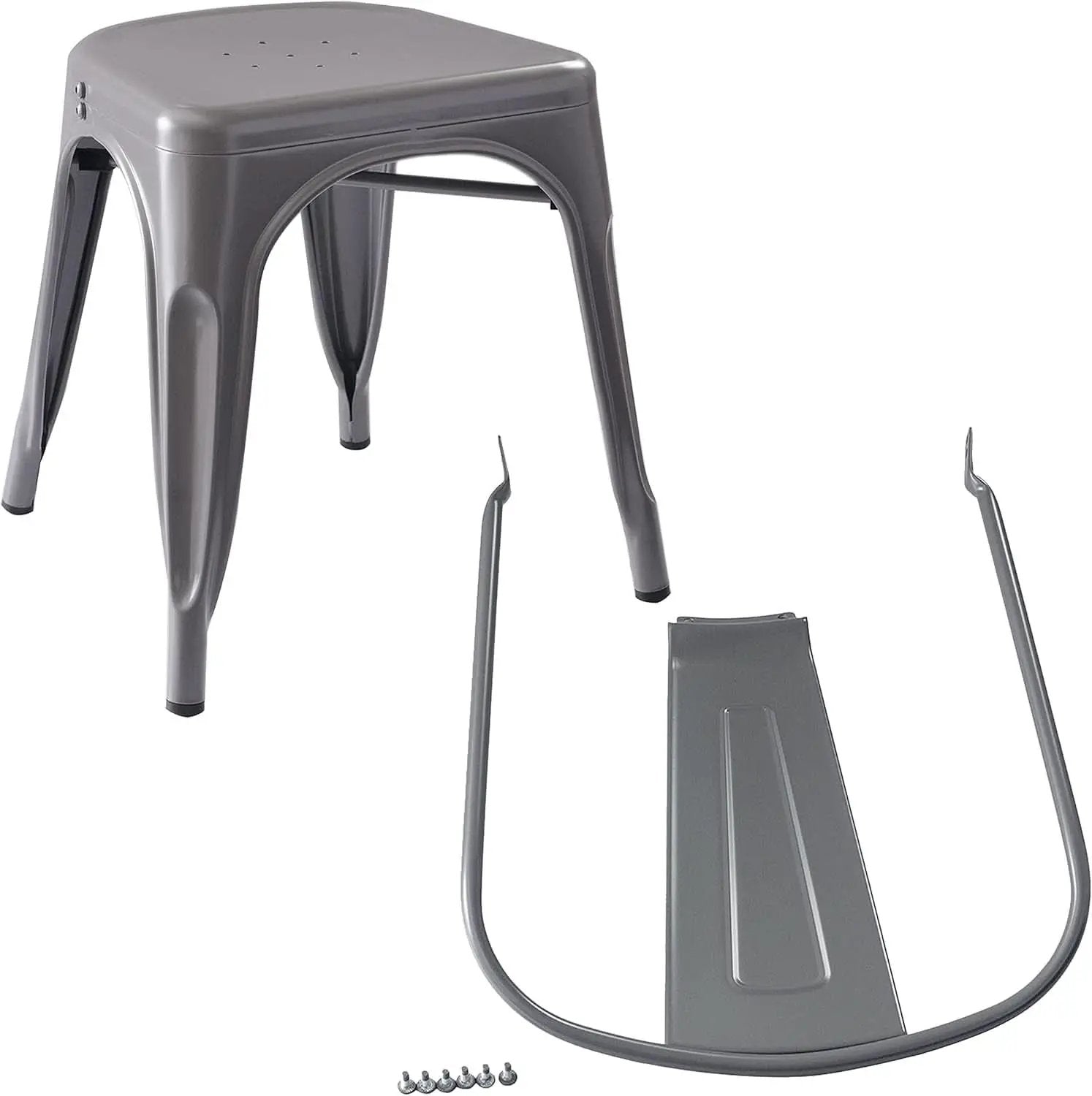 Dark Grey Metal Dining Chairs Set Of Four Durable X Bar Design from PriceLows™