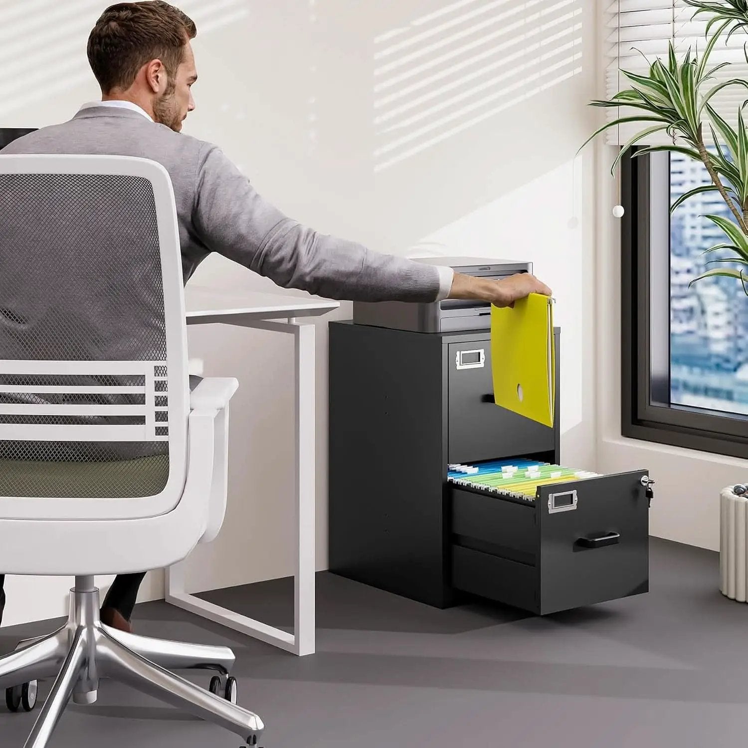 2 Drawer Locking Vertical File Cabinet For Letter Size Files Steel Office Storage from PriceLows™