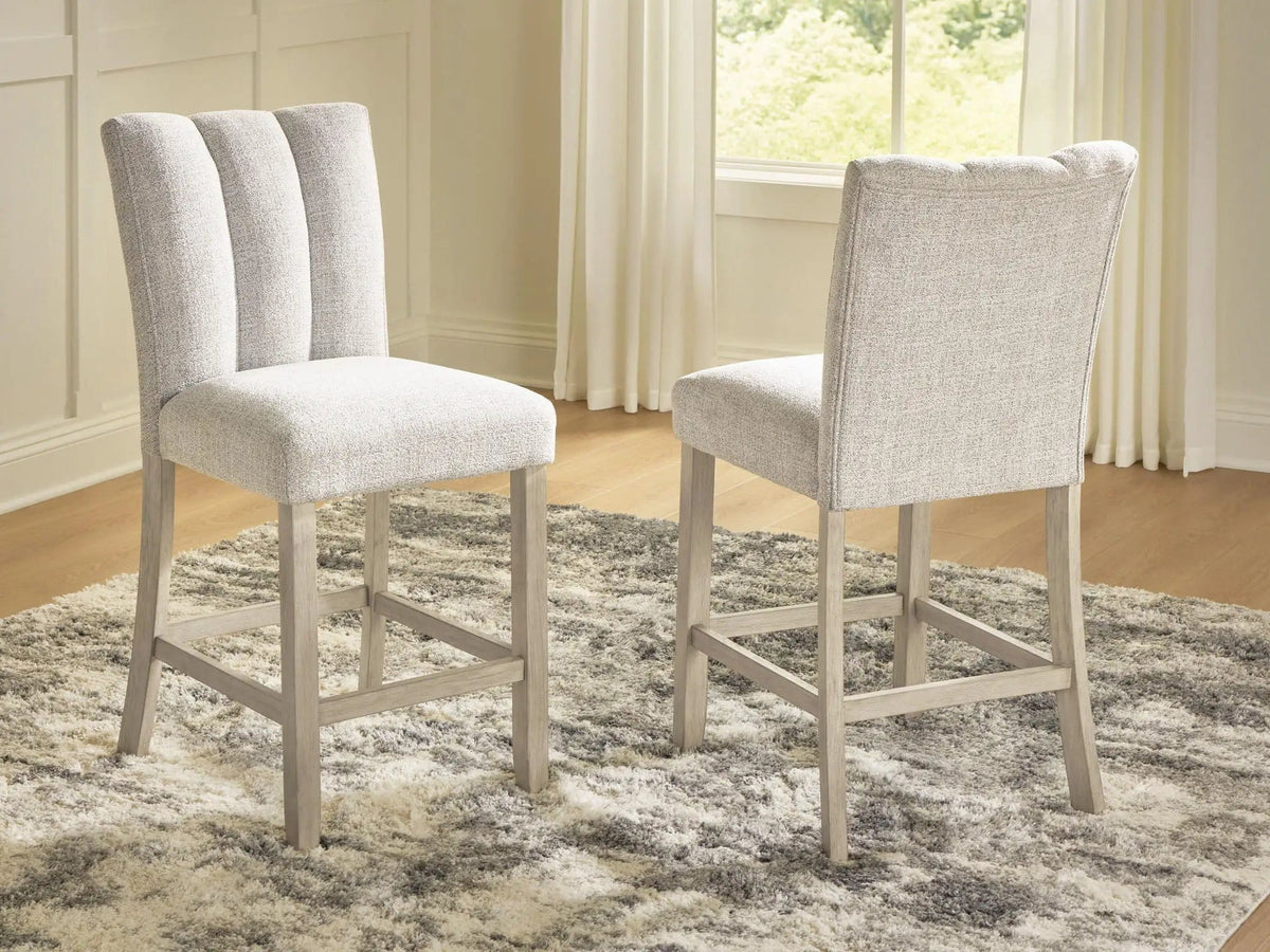 Larawyn Upholstered Barstool (Set of 2) | 19 x 24.13 x 39.75 in | Solid Wood & Fabric | Bisque