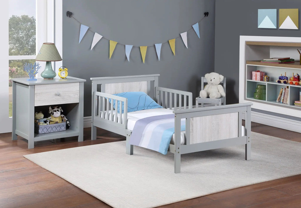 Connelly Reversible Panel Toddler Bed | Low Profile | Twin Bed Style | 53.75 Inch Length