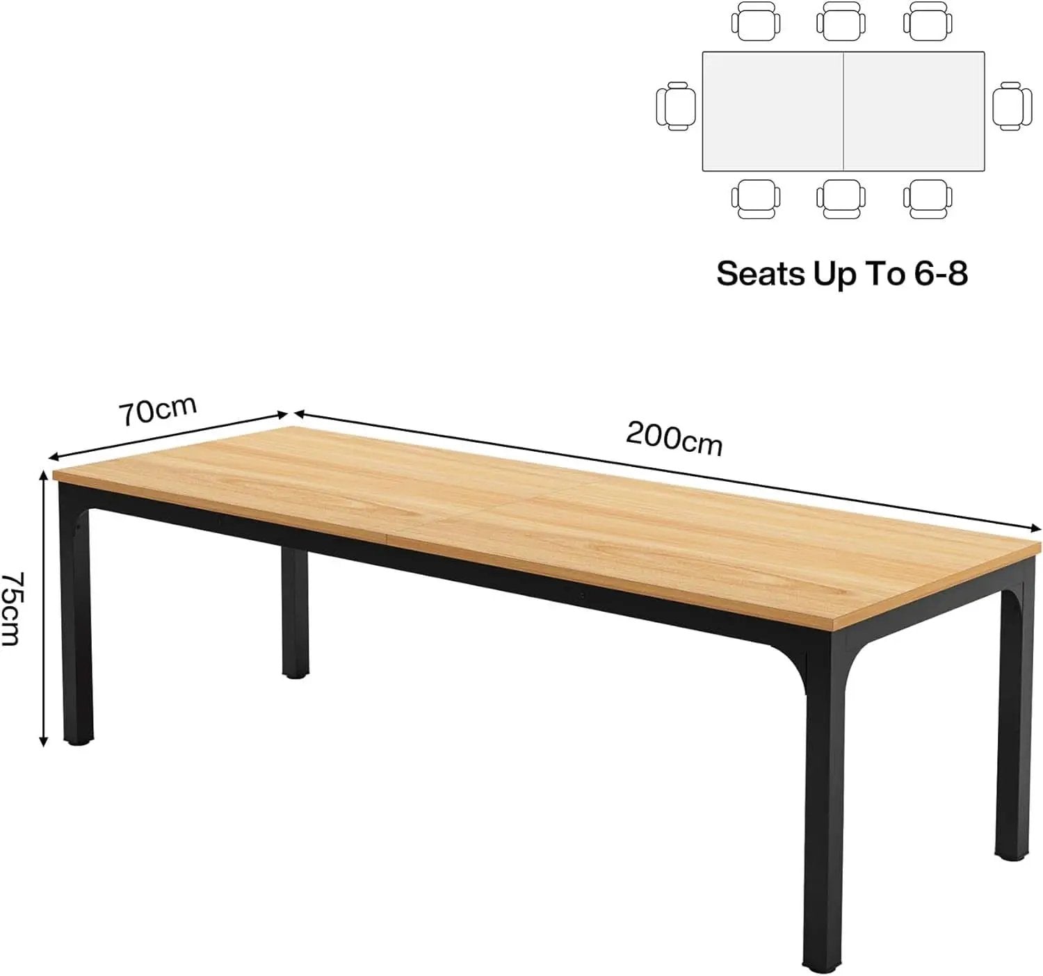 78 Inch Rustic Wood Dining Table For 6-8 People Rectangular from PriceLows™