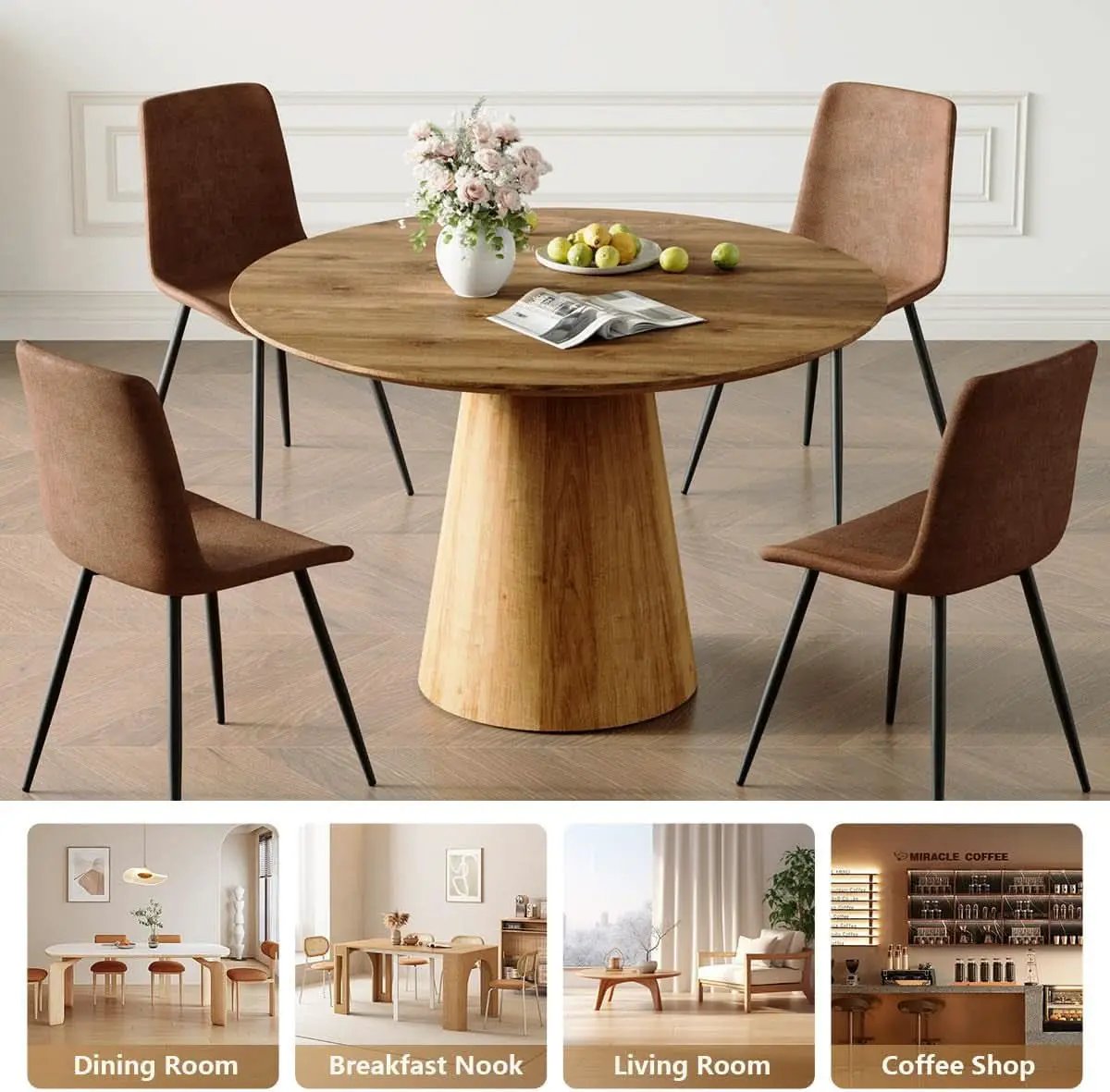 Luxurious Round Space Saving Dining Table Set For Four from PriceLows™