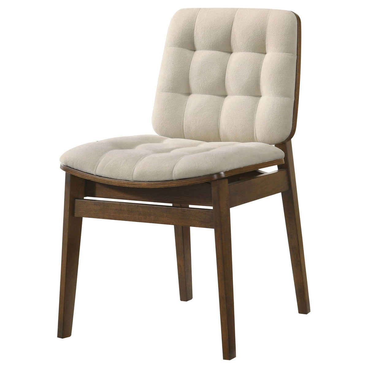 Redbridge Velvet Upholstered Side Chair Cream and Walnut (Set of 2) | 19.25 x 22.25 x 31.75 in | Walnut & Velvet | Living Room