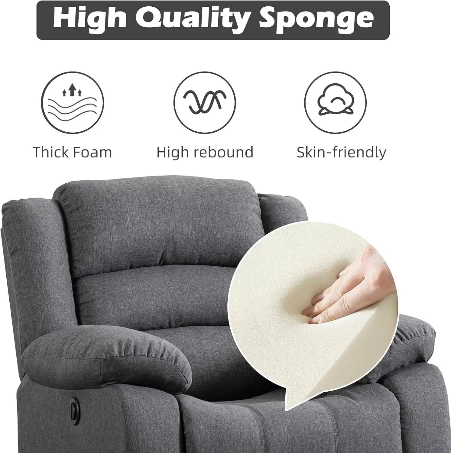 Oversized Grey Electric Recliner Chair For Living Room from PriceLows™
