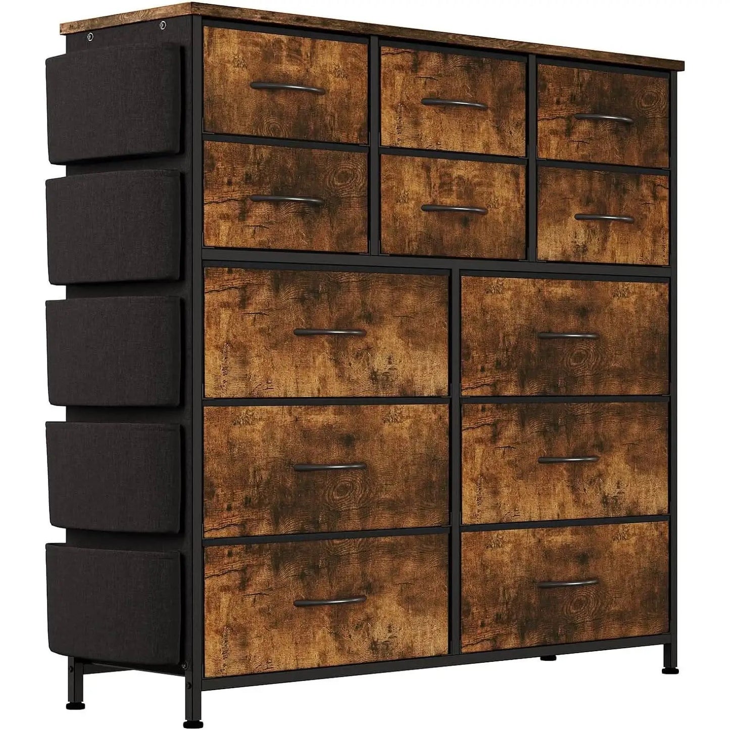 Brown Rustic Dresser With 12 Drawers Extra Storage from PriceLows™