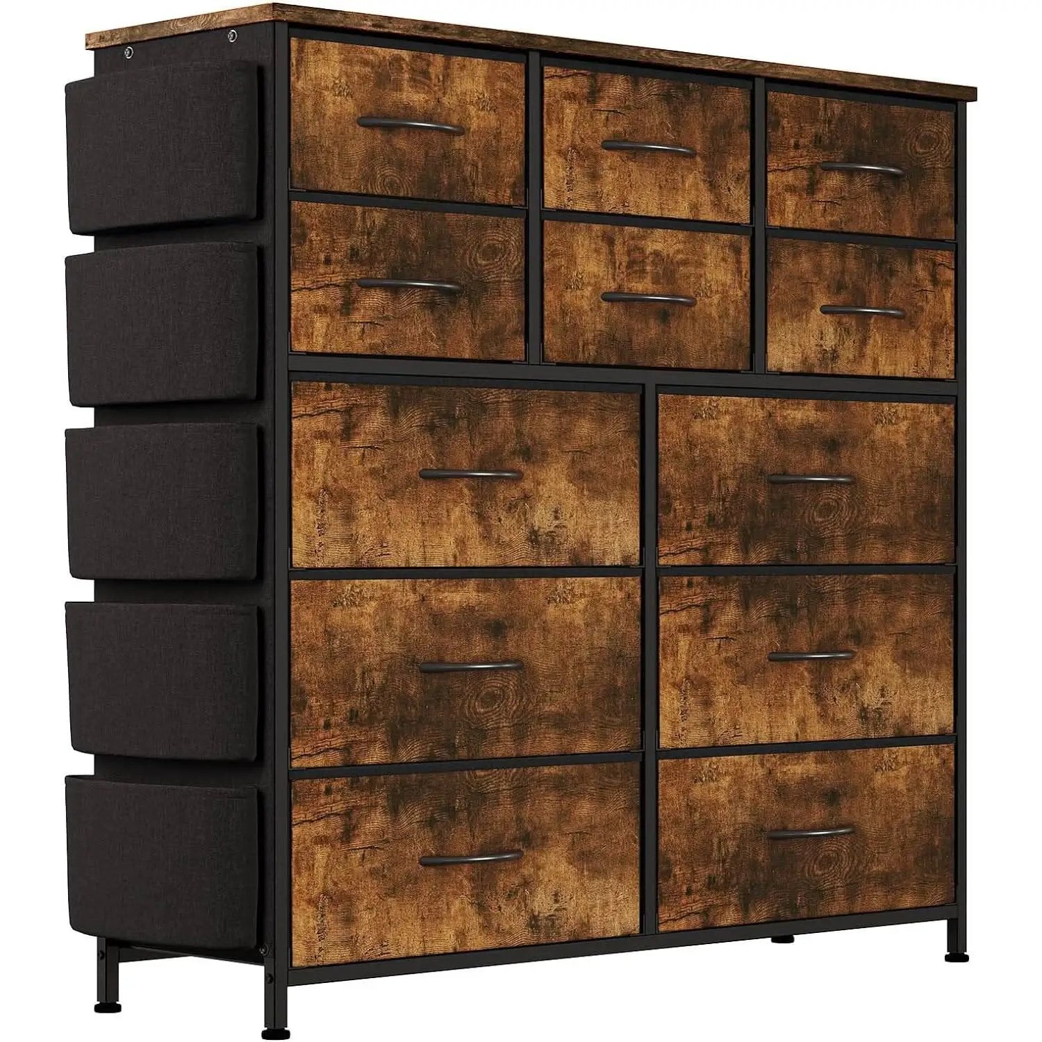 Brown Rustic Dresser With 12 Drawers Extra Storage from PriceLows™