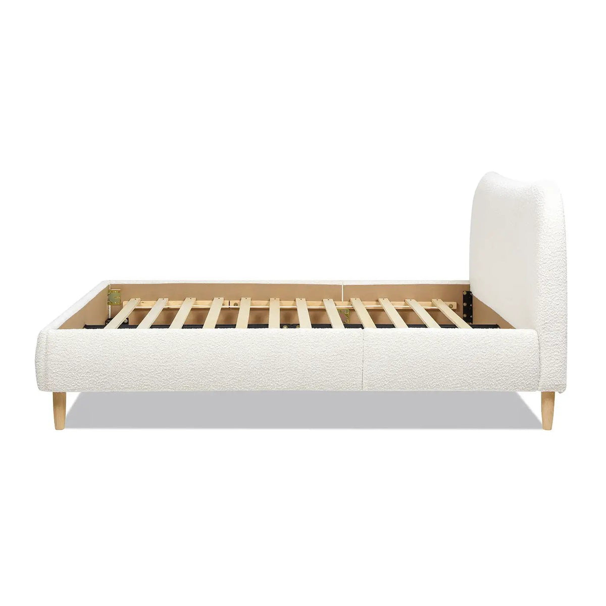 Roman Upholstered Platform Bed | Curved Headboard | Upholstered Rails | Eco-Friendly Construction