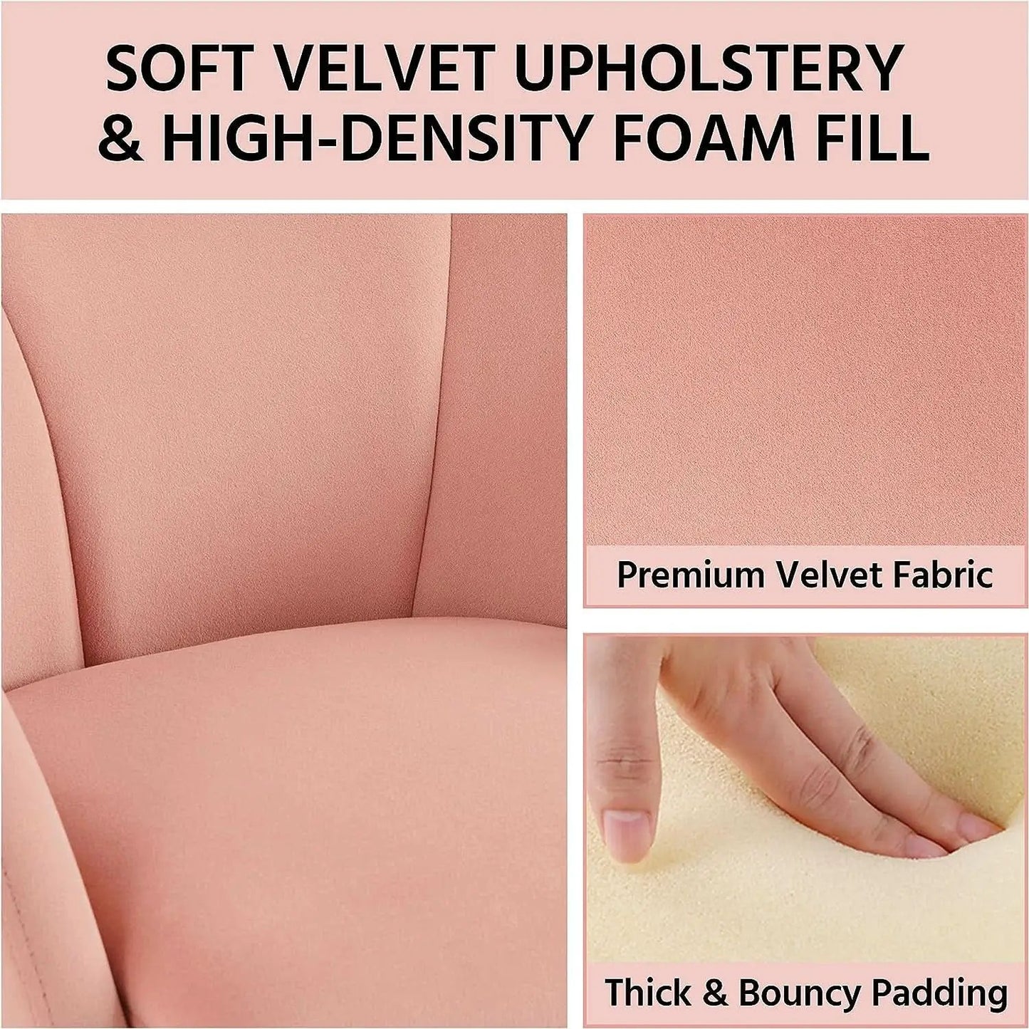 Pink Velvet Flower Armchair With Gold Legs Living Room from PriceLows™