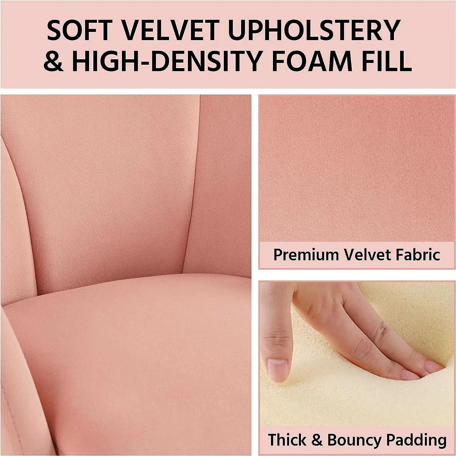 Pink Velvet Flower Armchair With Gold Legs Living Room from PriceLows™