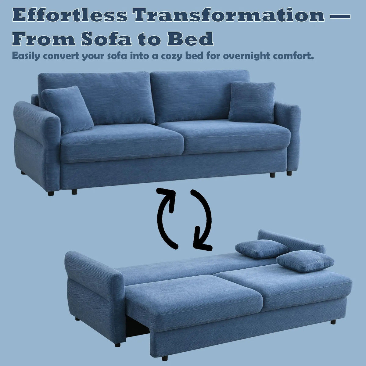 Haran Pull Out Sleeper Sofa With Storage | 2 Pieces | Fabric | Living Room