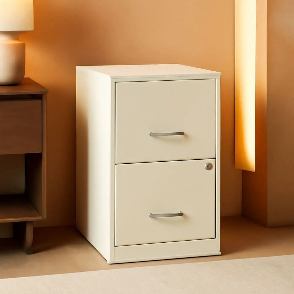 2-Drawer File Cabinet White 14.2 X 18 X 24.5 Inches Locking Drawers Steel Enamel from PriceLows™