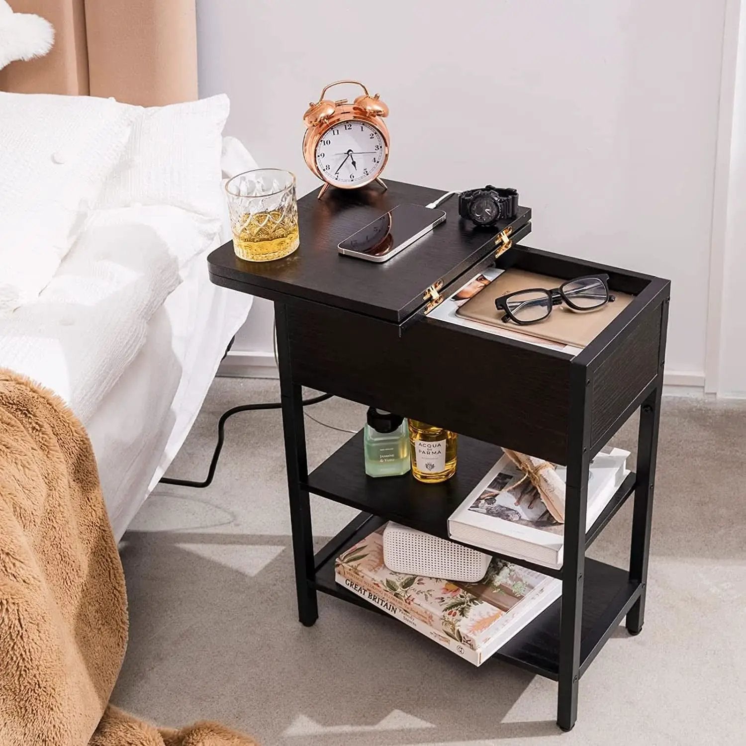 Slim Charging End Table With USB Ports And Outlets from PriceLows™