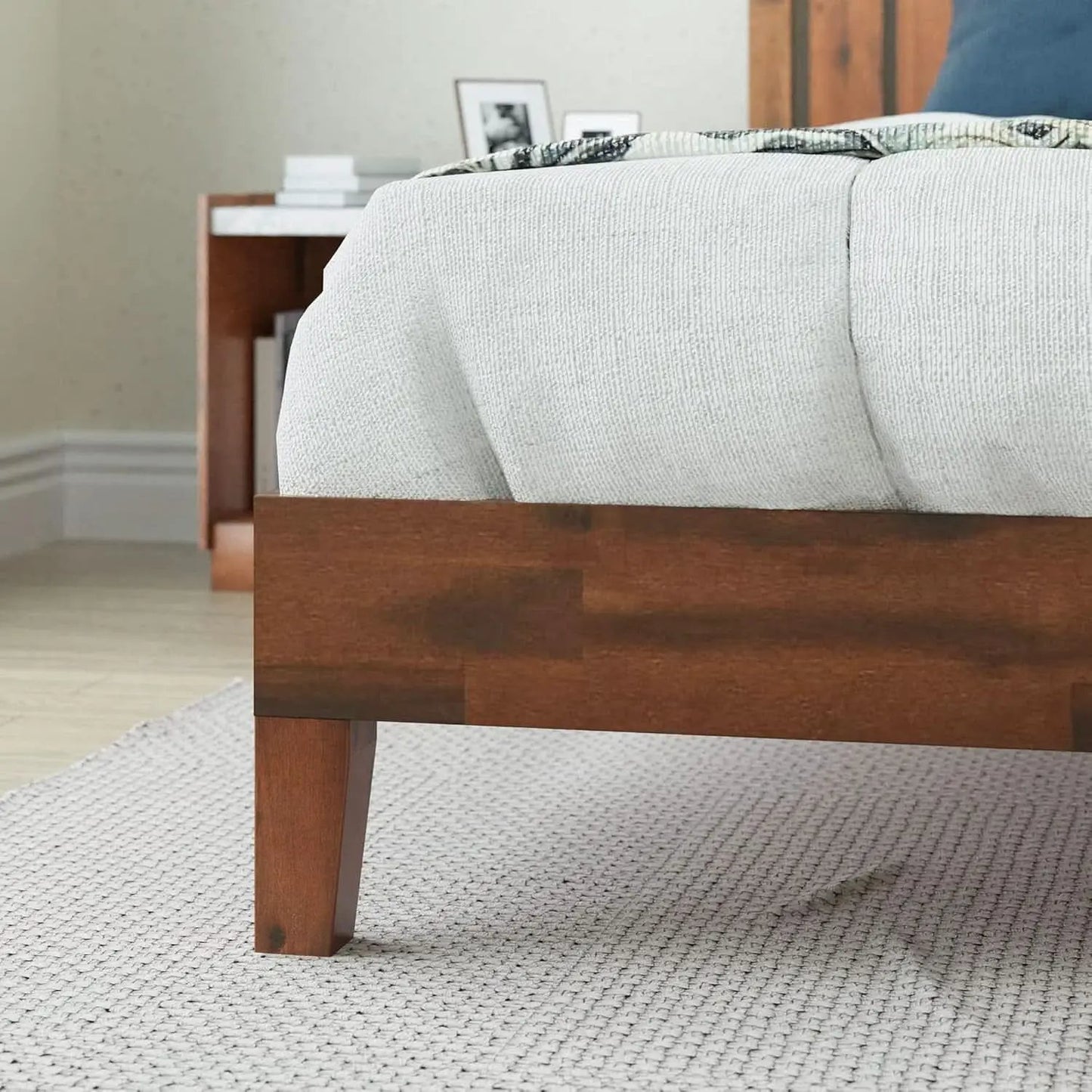 Queen Wood Platform Bed Frame With Headboard And Slats from PriceLows™