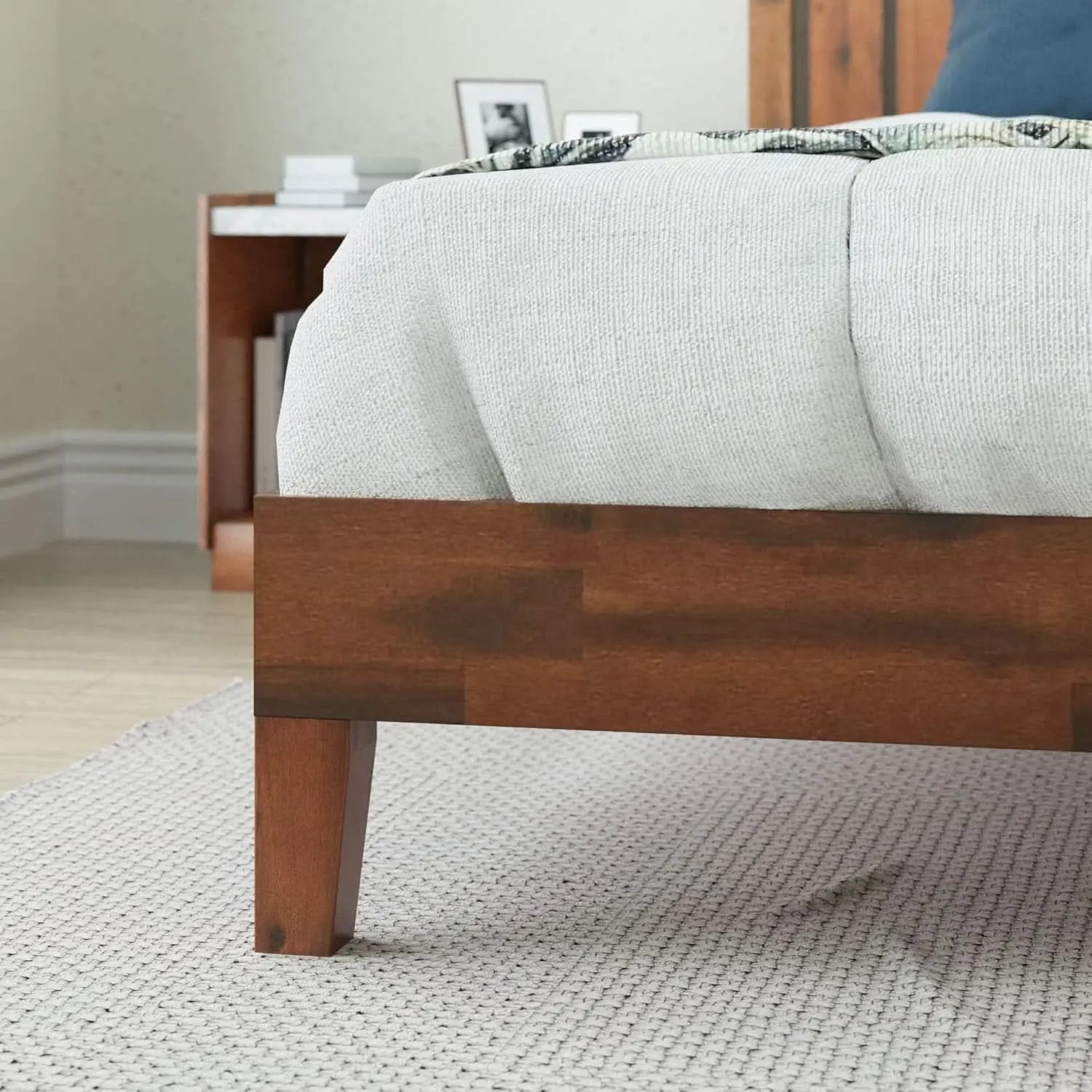Queen Wood Platform Bed Frame With Headboard And Slats from PriceLows™
