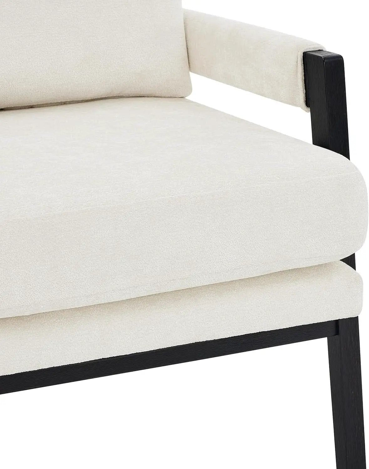 White Chenille Upholstered Mid Century Accent Armchair from PriceLows™