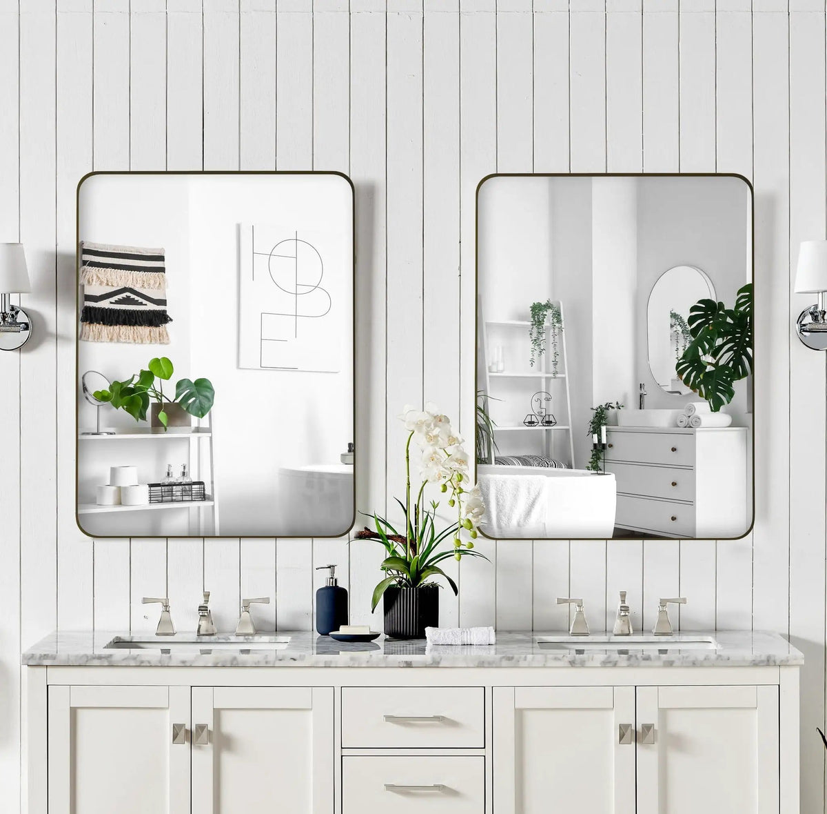 Wall Mirror Rectangular Mirror Metal Framed Mirror Vanity Mirror Dressing Mirror | 2 Pieces | Metal | Bedroom