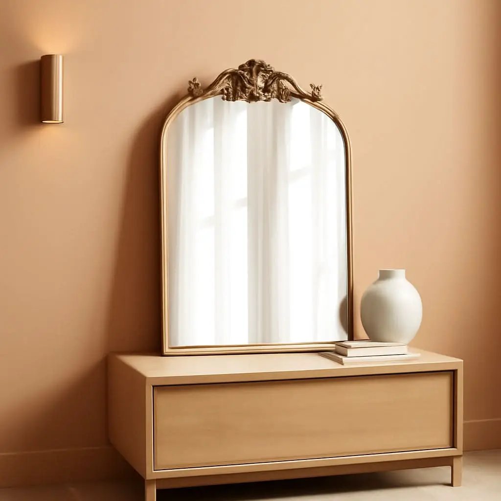 Antique Gold Baroque Arched Wall Mirror 19x27 Decor from PriceLows™