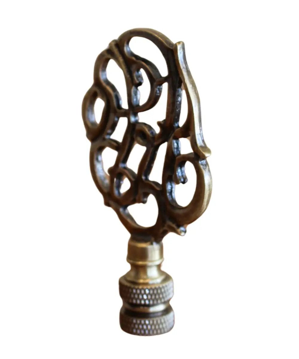 Lamp Finial | Antique Brass | 3 Inch | Williamsburg Cipher