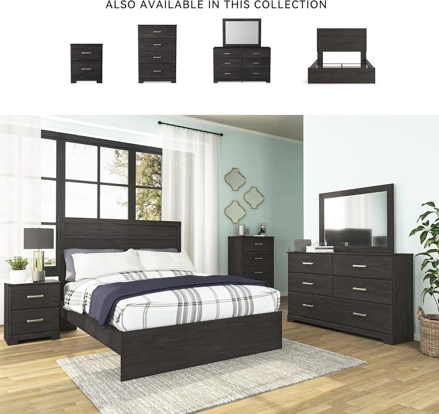 Six Drawer Dresser With Black Matte Engineered Wood from PriceLows™