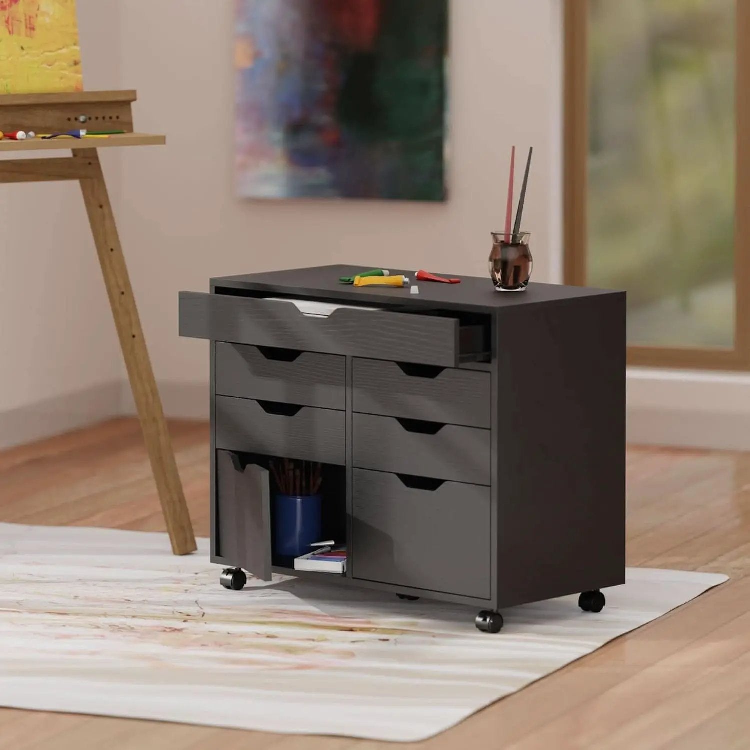 Black Halifax Two Door Storage Cabinet With Four Drawers from PriceLows™