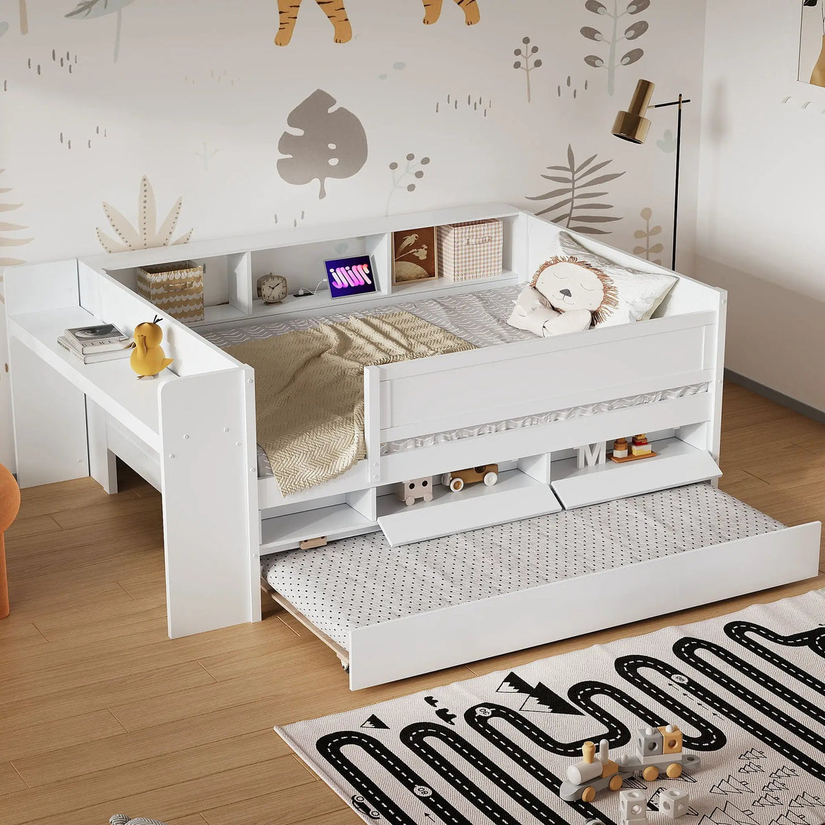 Twin Daybed | Trundle Drawers | Headboard Storage | White