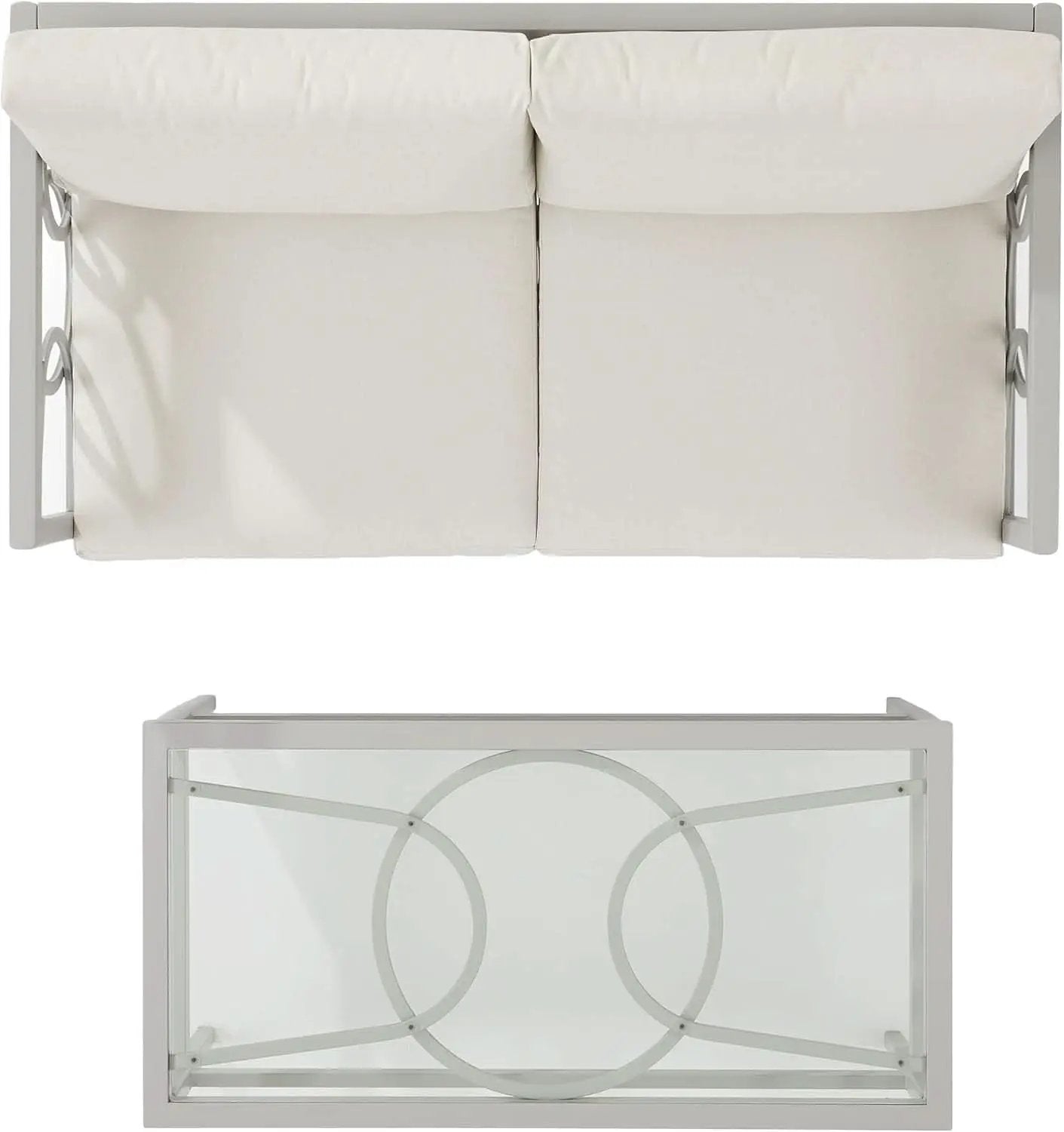 2 Piece Outdoor Coffee Table And Loveseat Set Gray Frame Creme Cushions from PriceLows™