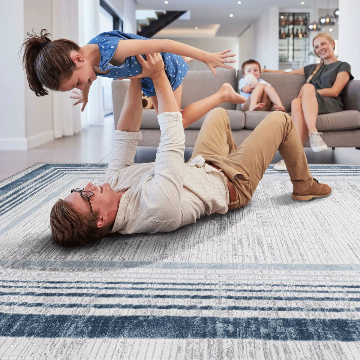 Marfi Bordered Area Rug | 36 x 24 Inch | Stain Resistant | Non-Shedding