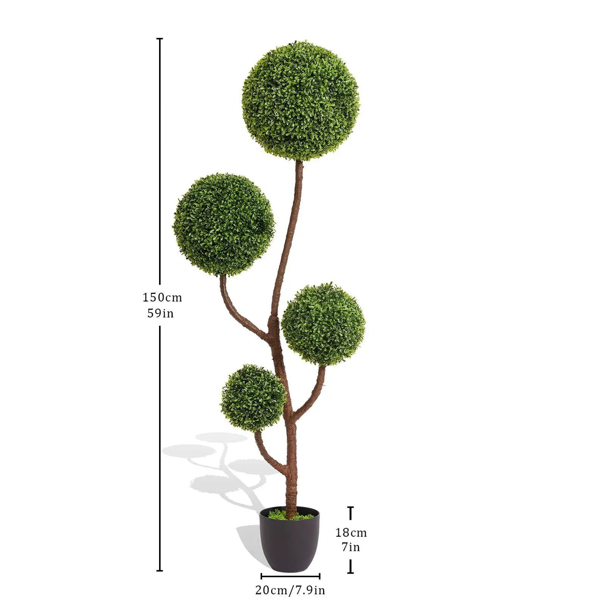 Artificial Boxwood Topiary Tree | Triple Ball Shape | 150 Cm Height | Green Indoor Outdoor Faux Plant