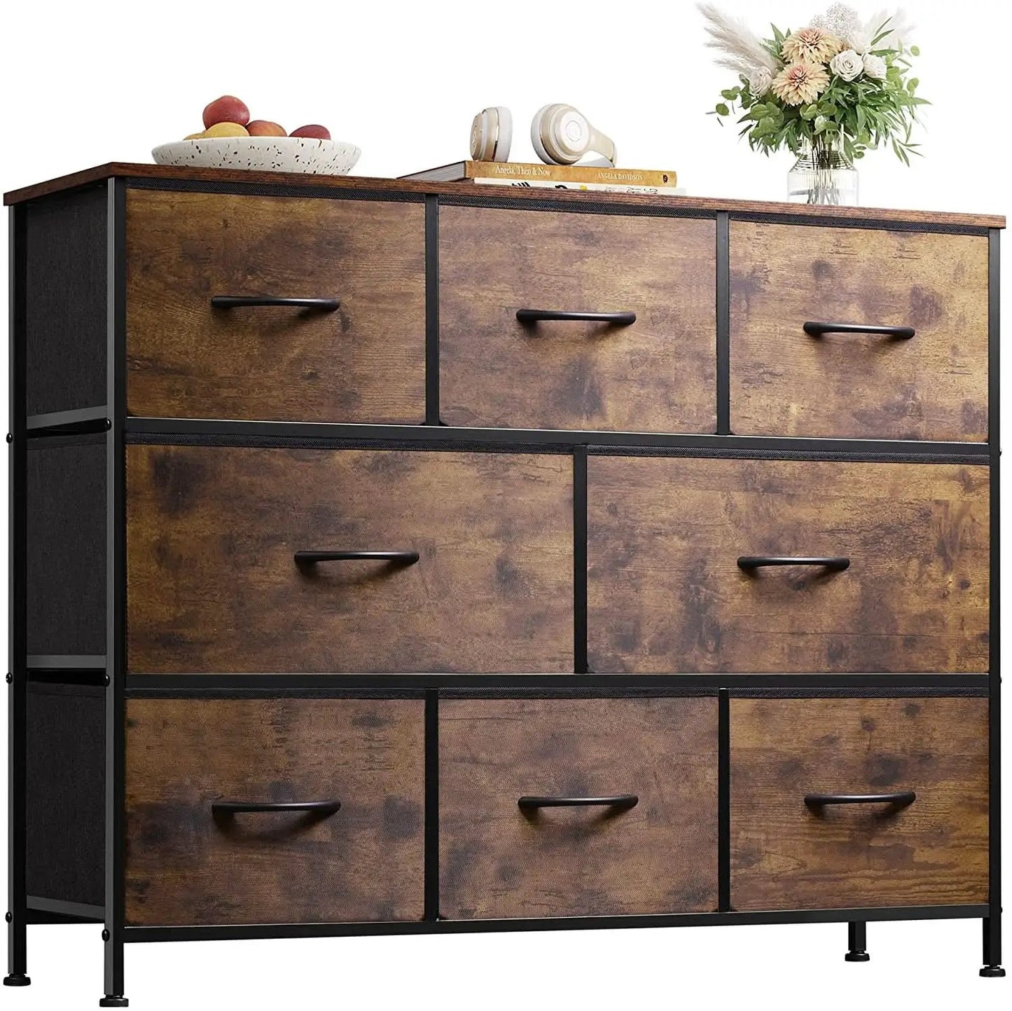 Rustic Brown Dresser With 8 Large Deep Drawers For Bedroom from PriceLows™