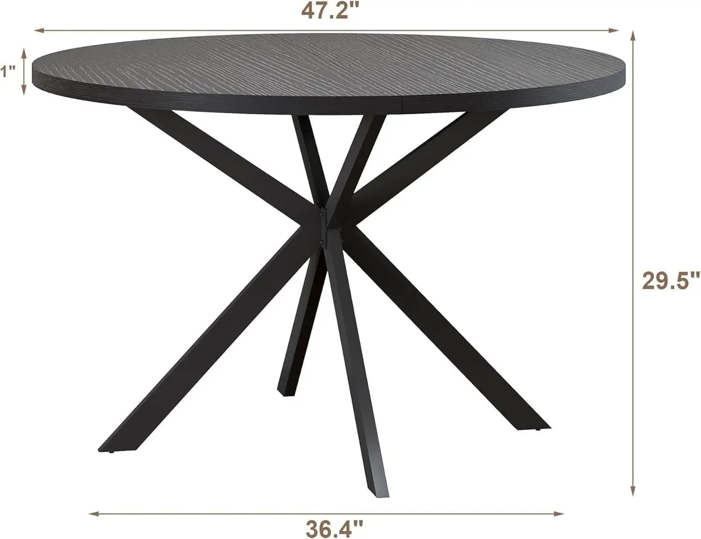 47.2 Inch Circular Dining Table Matte Black Finish from PriceLows™