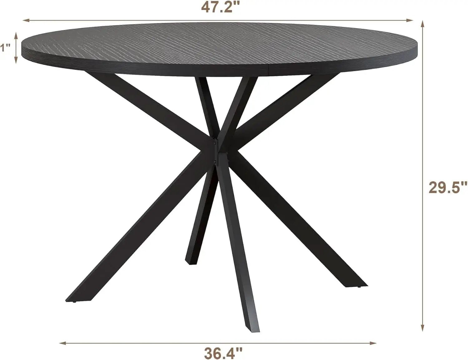 47.2 Inch Circular Dining Table Matte Black Finish from PriceLows™
