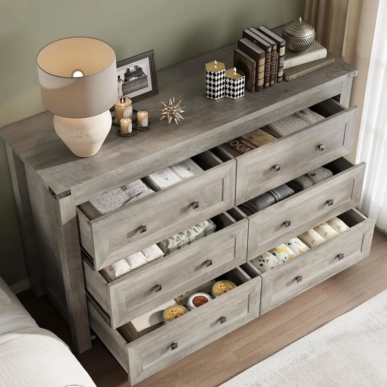 Six Drawer Dresser With Metal Handles Storage Unit from PriceLows™