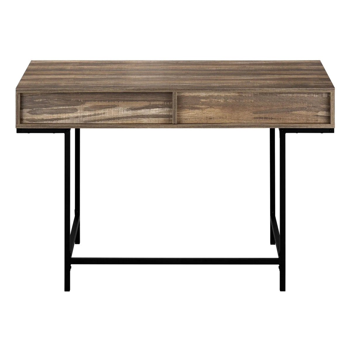 Stone-Look Computer Desk | Two Storage Drawers | Metal Base | 47.25 Inch Length