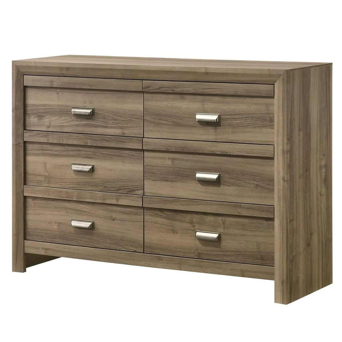 6 Drawers Storage Dresser, Bedroom Furniture Light | 57.8 x 15.9 x 37.8 in | Metal & Wood | Brown